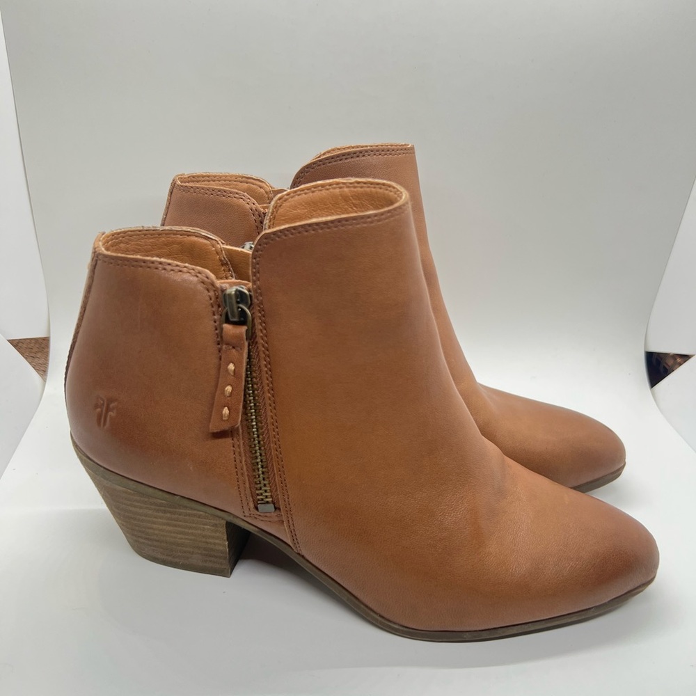 Frye Judith Double Zip Ankle Boots Brown Leather Women’s Size 9